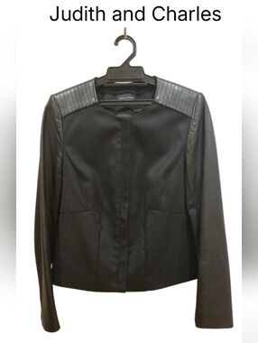 Judith & Charles Wool & Leather Biker Jacket Sz 6 Us